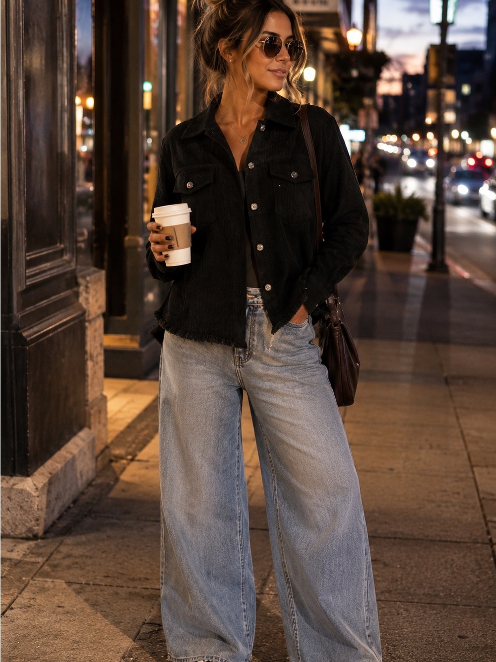 Zenana Black Corduroy Lightweight Shacket - Picture 1 of 7